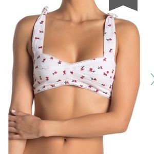NWT free people white red Britt cherry Bralette